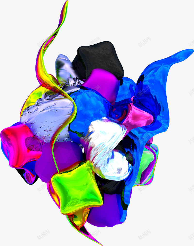 抽象3d立体彩色创意组合png免抠素材_新图网 https://ixintu.com 创意立体 彩色立体 抽象创意 立体