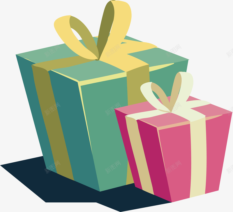 手绘礼物盒两个png免抠素材_新图网 https://ixintu.com 两个礼物盒 卡通 圣诞礼物 手绘 礼物 立体礼物盒 红色丝带 节日礼物