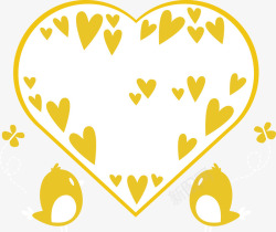 黄色爱心和小鸟素材