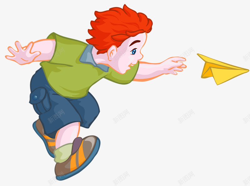 玩纸飞机的男孩png免抠素材_新图网 https://ixintu.com 卡通 童年 童趣 纸飞机