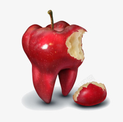 被咬了一口的牙齿苹果素材