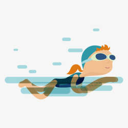 卡通夏季游泳元素矢量图素材