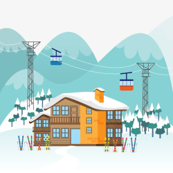 创意冬季滑雪场素材