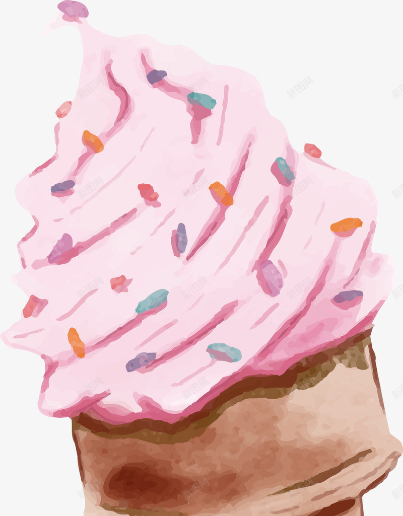 粉色水彩美味甜筒png免抠素材_新图网 https://ixintu.com 冰淇淋 凉爽夏季 夏天 夏日解暑 水彩甜筒 清凉 雪糕