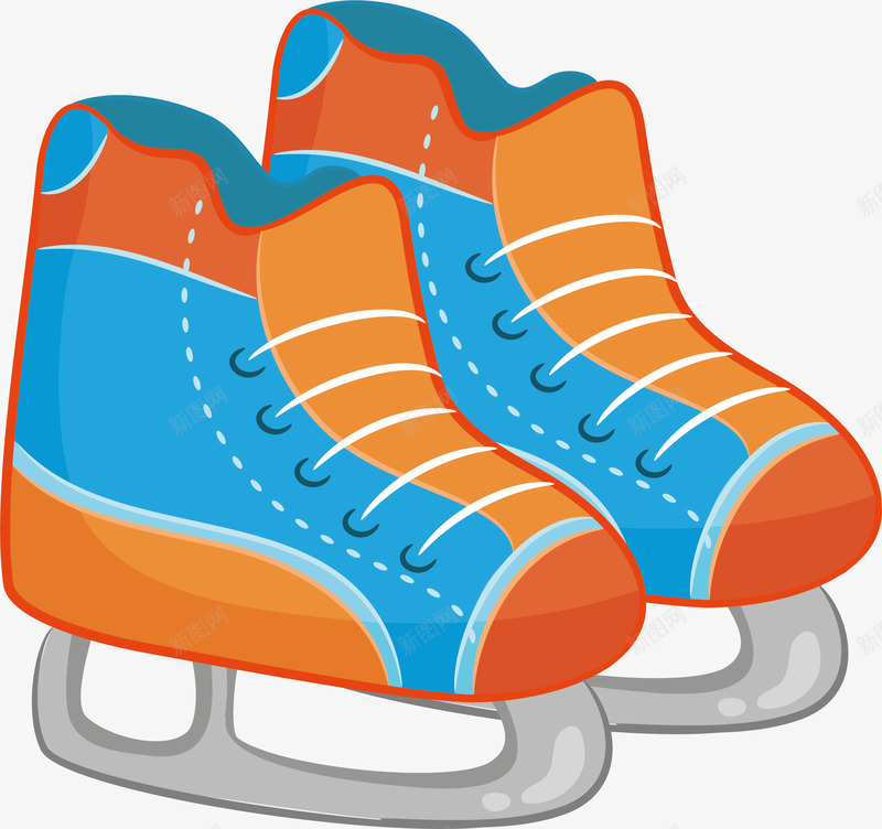 蓝橘色冬季滑冰鞋矢量图ai免抠素材_新图网 https://ixintu.com 冬季滑冰 冰上运动 冰鞋 滑冰鞋 矢量png 蓝橘色 矢量图