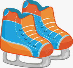 蓝橘色蓝橘色冬季滑冰鞋矢量图高清图片