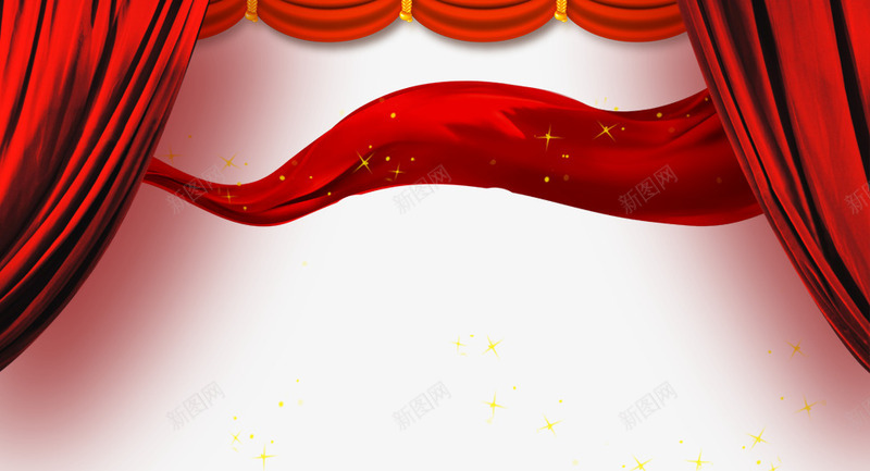 红色幕帘装饰png免抠素材_新图网 https://ixintu.com 中国风 漂浮丝带 红色幕帘 装饰图案