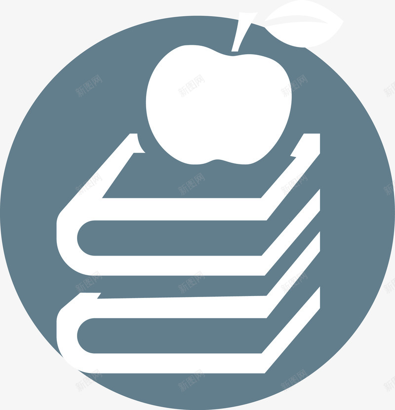 圆形苹果和书本的LOGO图标png_新图网 https://ixintu.com logo书 书 书本 卡通书本 圆形图标 苹果