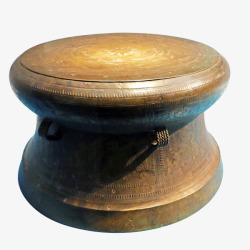 古代圆形铜鼓摆件素材
