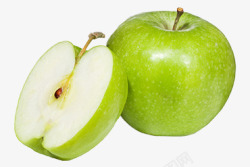 青苹果果肉一半青苹果实物高清图片