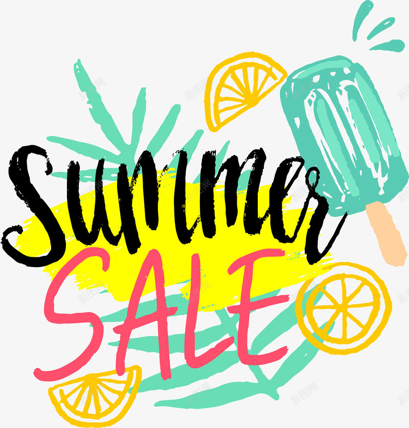彩色卡通夏天png免抠素材_新图网 https://ixintu.com 夏天 夏天你好 夏季 标贴卡通可爱 矢量图案 阳光 雪糕