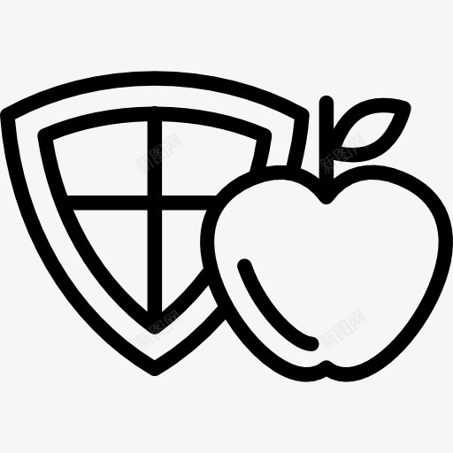 苹果和盾图标png_新图网 https://ixintu.com 保护盾 医学与健康 医疗 安全 水果 素食者 苹果 食品