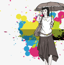时尚服饰海报创意打伞的女孩矢量图高清图片