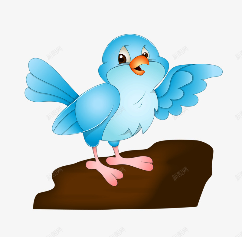 岩石上的小鸟png免抠素材_新图网 https://ixintu.com 动画 卡通 小鸟 翅膀 鸟类