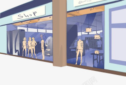 时装橱窗图片手绘时装店铺橱窗高清图片