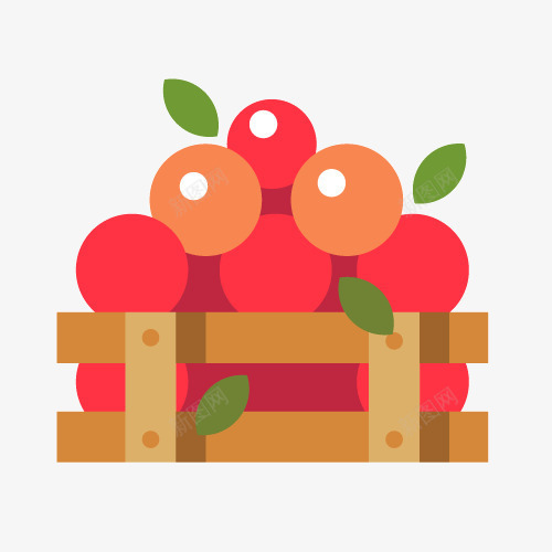 扁平化木框内的水果png免抠素材_新图网 https://ixintu.com 收成 木箱 果农 箱子 苹果