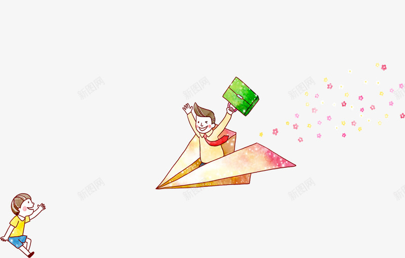 卡通纸飞机png免抠素材_新图网 https://ixintu.com 卡通 小娃娃 纸飞机