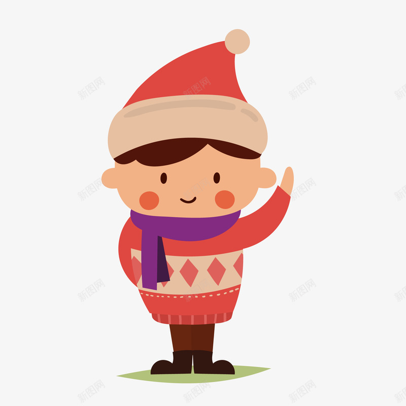 可爱的小男孩png免抠素材_新图网 https://ixintu.com 冬季 卡通 可爱 围巾 小男孩 帽子 毛衣 红色