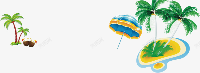 椰子树椰子夏季遮阳伞png免抠素材_新图网 https://ixintu.com 夏季 椰子 椰子树 遮阳伞