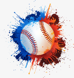 卡通棒球墨迹喷溅与棒球高清图片