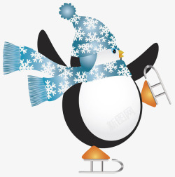 滑冰的企鹅企鹅滑冰插画高清图片
