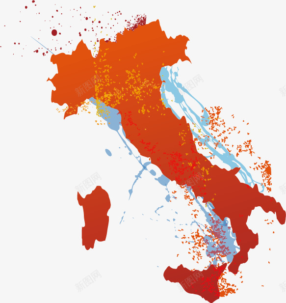 创意炫彩意大利地图png免抠素材_新图网 https://ixintu.com 创意设计 喷溅效果 意大利地图 炫彩彩绘