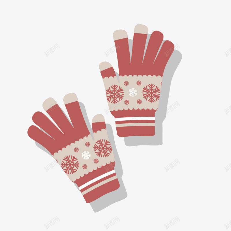 雪花图案的手套png免抠素材_新图网 https://ixintu.com 一双 保暖手套 冬季 加棉手套 女士 雪花图案