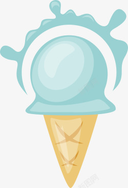 一个冰激凌夏季小清新蓝色冰激凌高清图片