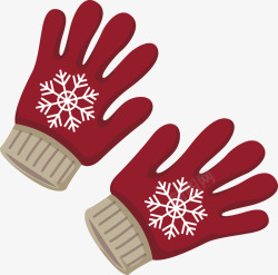 女冬季毛线手套雪花花纹红色手套矢量图高清图片