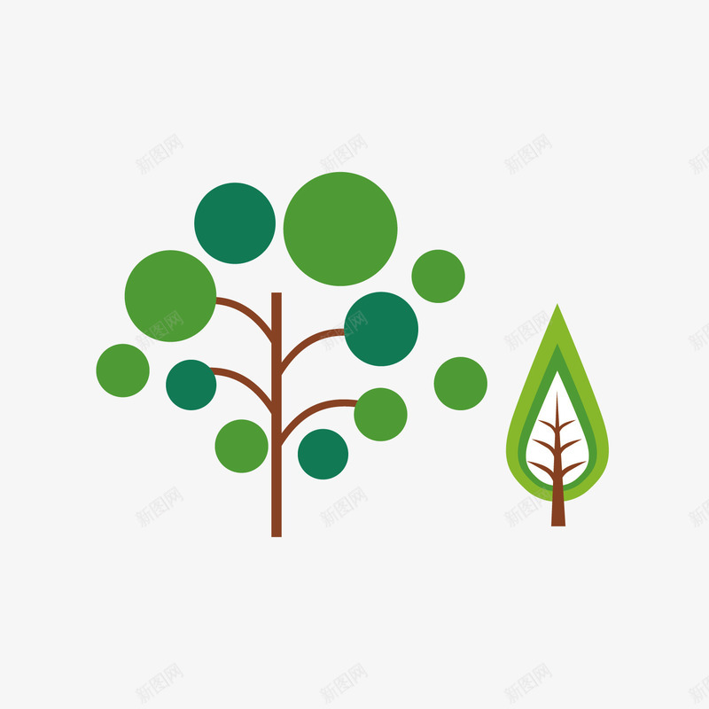 可爱卡通树木组合png免抠素材_新图网 https://ixintu.com 卡通 树 树笔刷 笔刷 绿色