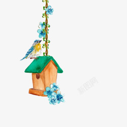 小鸟和树屋春天的树屋高清图片