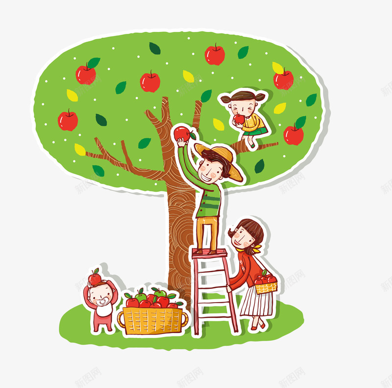 卡通树png免抠素材_新图网 https://ixintu.com Q版苹果树 儿童节 卡通苹果树