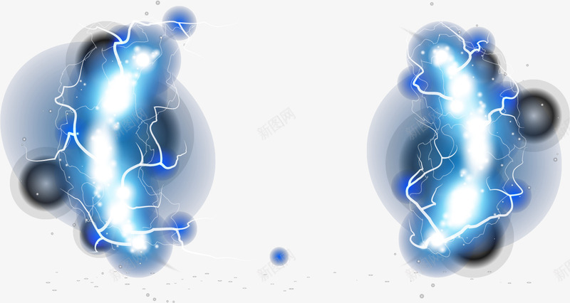 蓝色雷电效果png免抠素材_新图网 https://ixintu.com 光晕 绚丽 蓝光 闪电 雷电