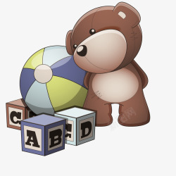 儿童节复古可爱玩具和玩偶熊矢量图高清图片