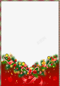 卡通圣诞红色丝带相框素材