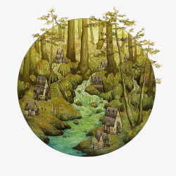 黄绿色树林森林高清图片