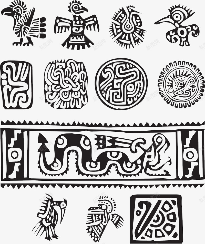 古典墨西哥动物花纹图标png_新图网 https://ixintu.com 墨西哥符号 小鸟 飞鸟