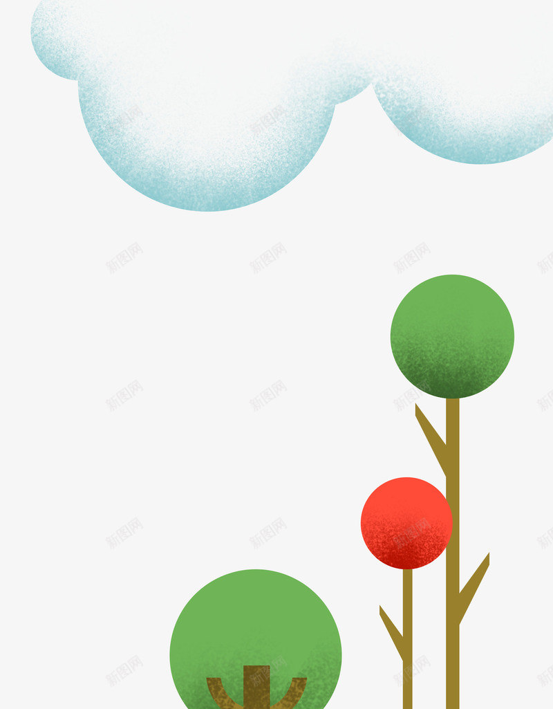 云朵和树png免抠素材_新图网 https://ixintu.com 云朵 图形 圆形 树 组合 装饰