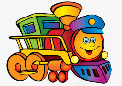 火车轮卡通手绘开心的列车头高清图片