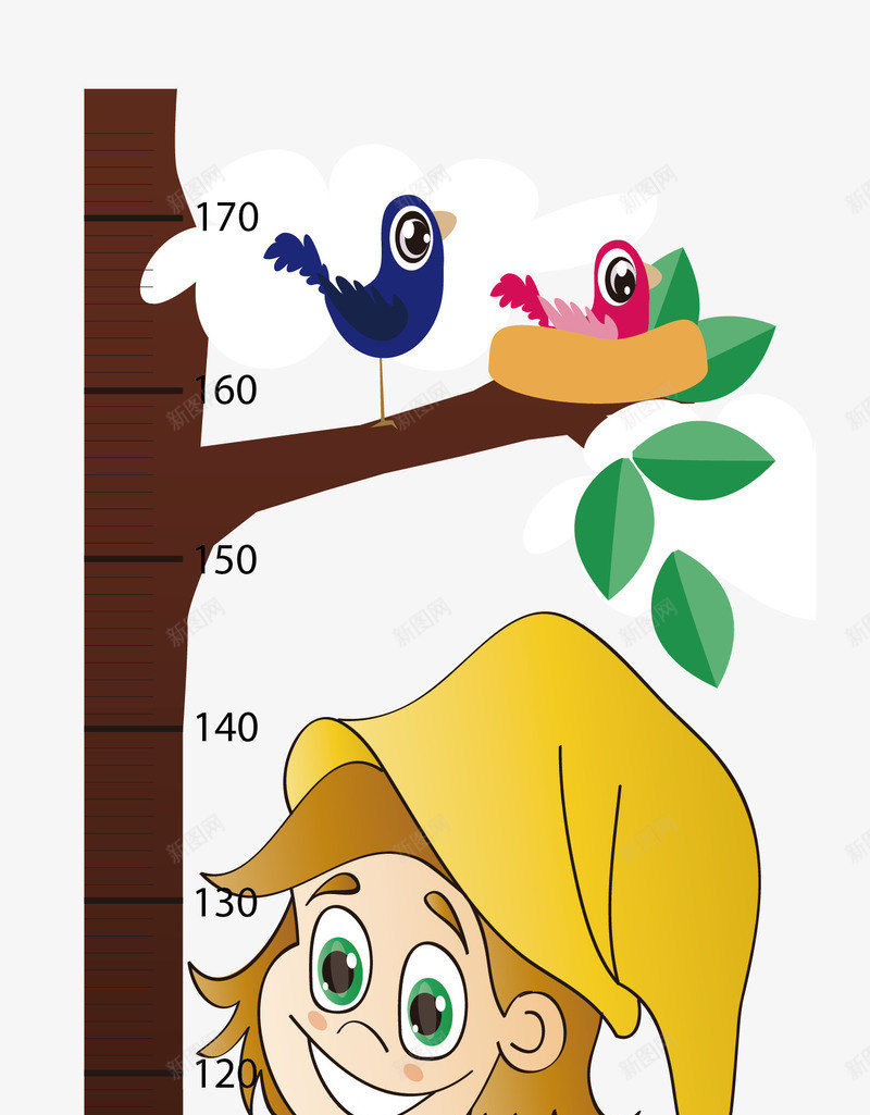 身高尺子矢量图eps免抠素材_新图网 https://ixintu.com 儿童 儿童身高尺子 小鸟 尺子 树枝 身高尺子 矢量图