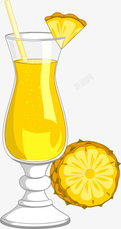 黄色立体美味果汁素材