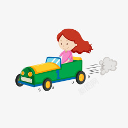 玩具小汽车图片卡通开车的小女孩矢量图高清图片