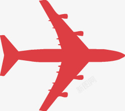 红色手绘卡通飞机素材