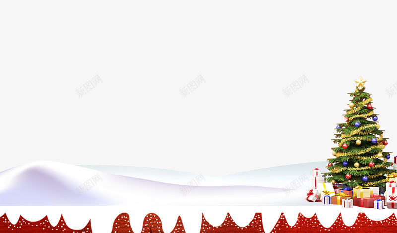 冬季雪地圣诞树png免抠素材_新图网 https://ixintu.com 冬季 圣诞节 礼物 雪地