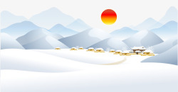 中国风冬季雪山海报背景素材