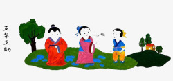 相互帮助的古代人素材