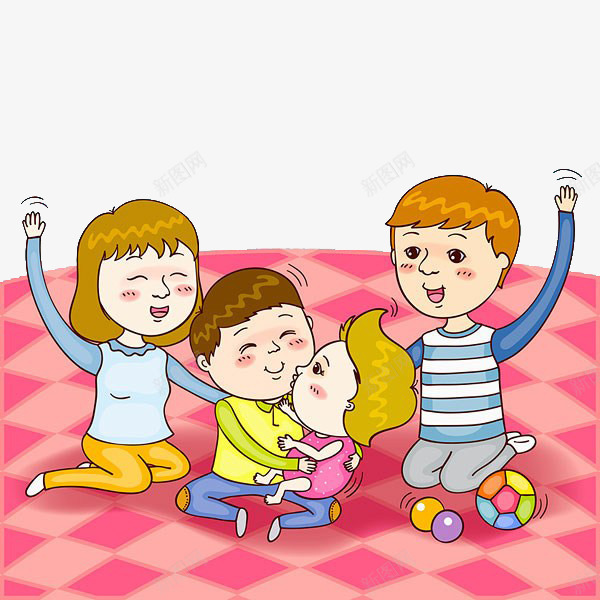 父母和孩子png免抠素材_新图网 https://ixintu.com 卡通 孩子 父母 玩具