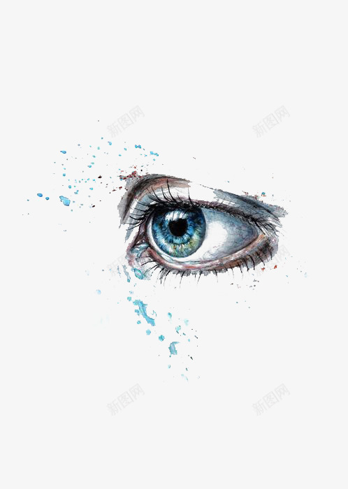 手绘眼睛png免抠素材_新图网 https://ixintu.com 卡通 喷溅 手绘 插画 水彩 眼镜 蓝色