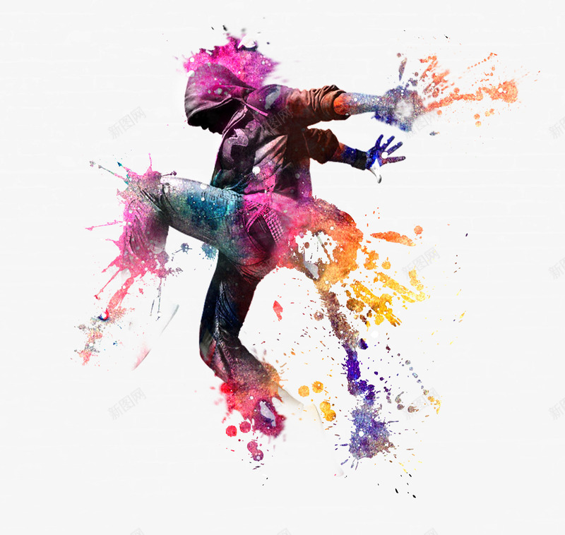 创意合成油漆喷溅舞者png免抠素材_新图网 https://ixintu.com 创意 合成 喷溅 油漆 舞者