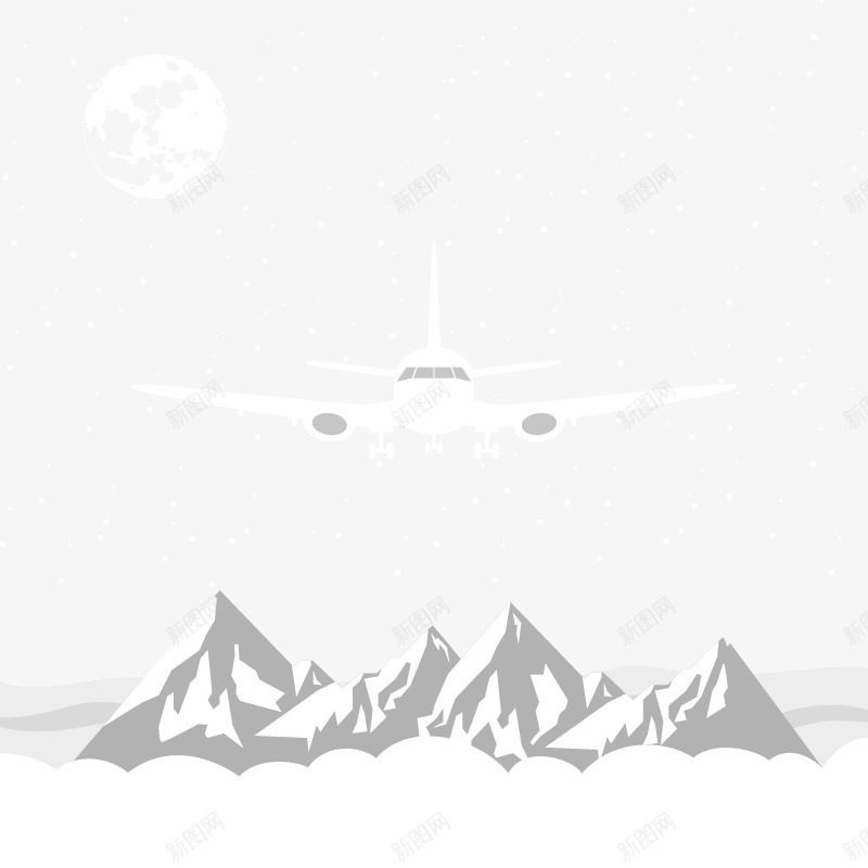 飞机png免抠素材_新图网 https://ixintu.com 正面 白色 航空 雪山 飞机 飞翔